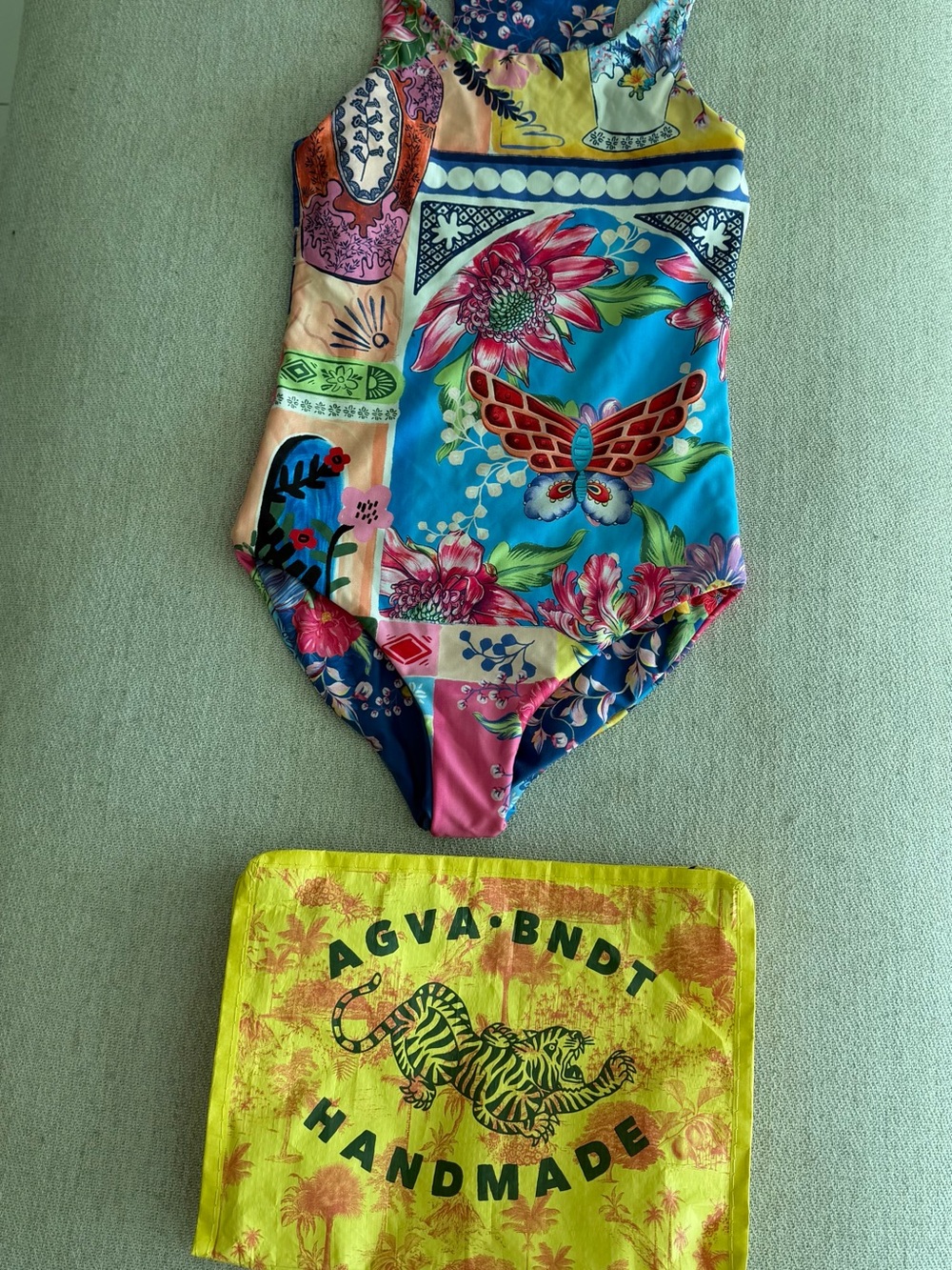 Agua Bendita Girls Multicolor Floral & Butterfly One-Piece Swimsuit